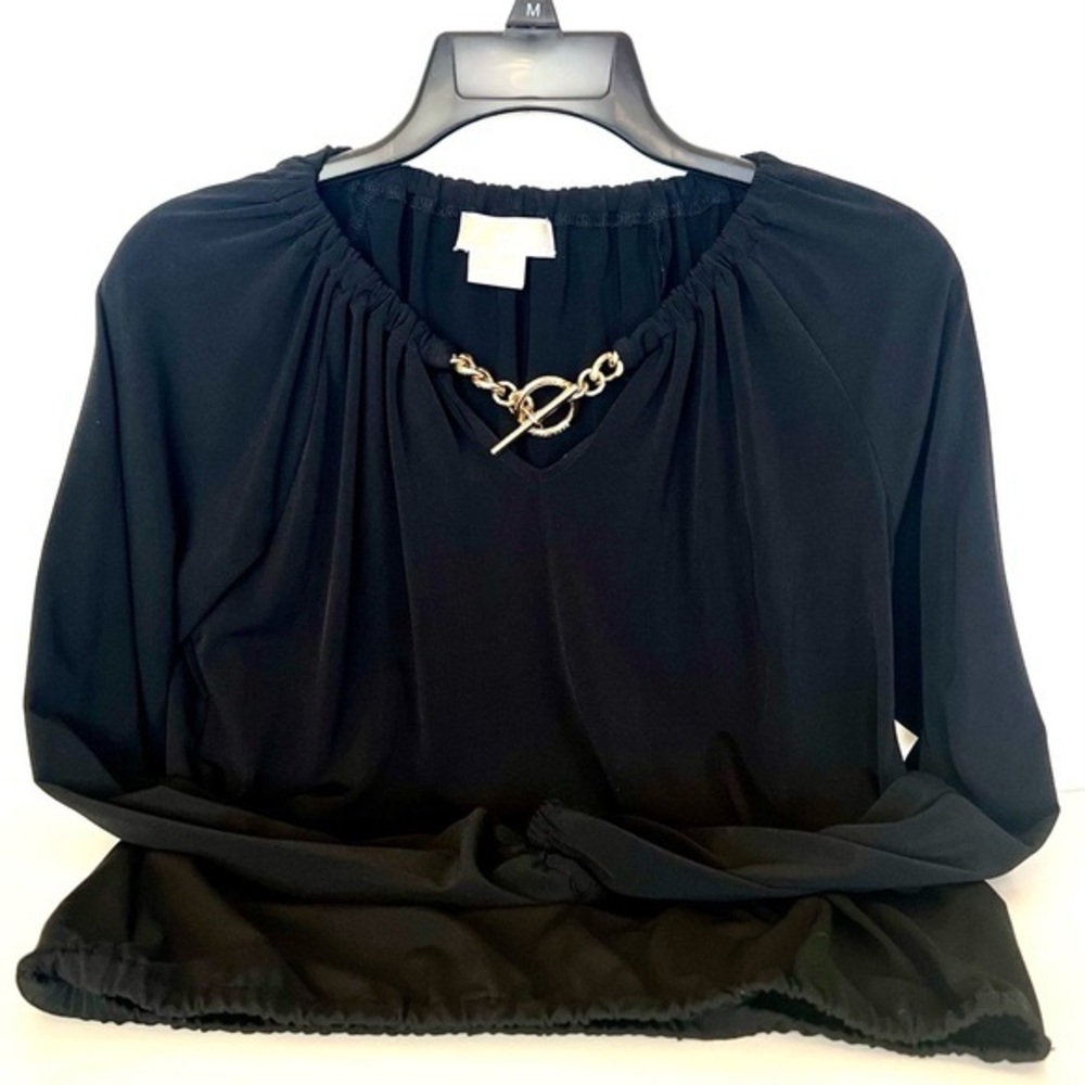MICHAEL Michael Kors Black Blouse with Chain Accent